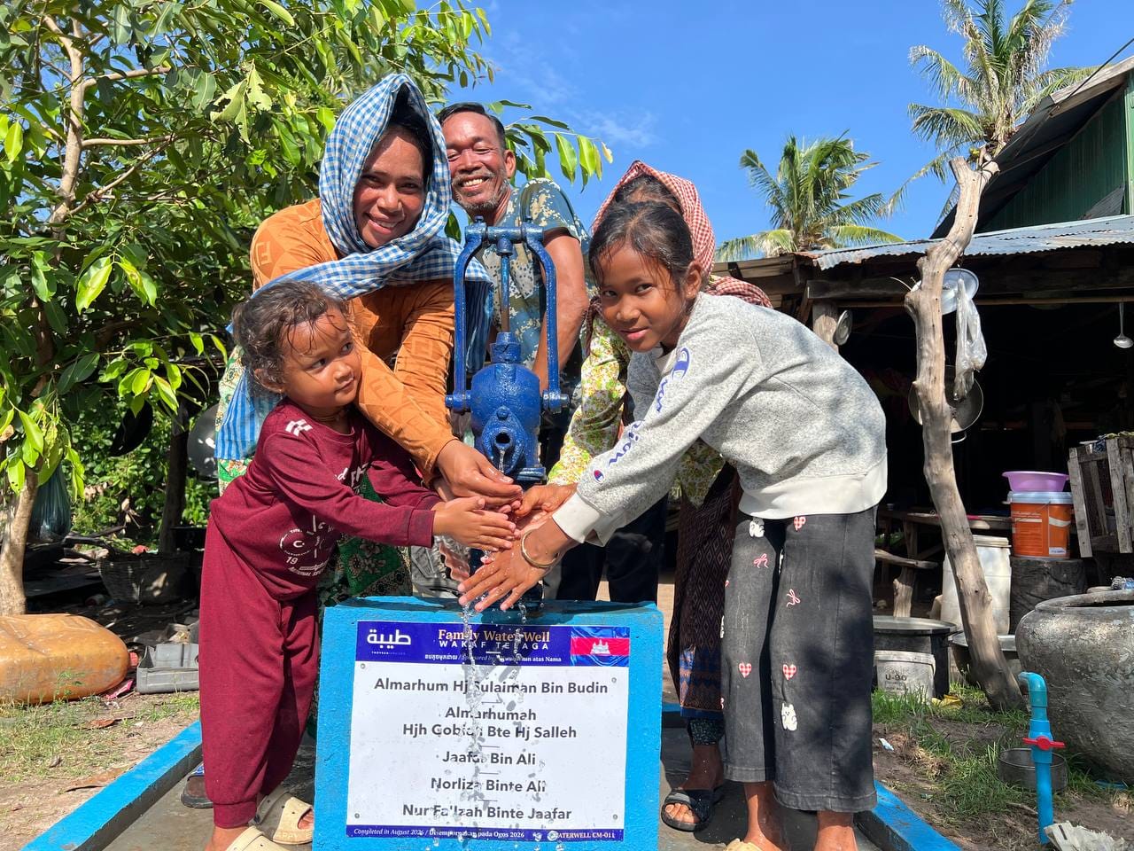 Completed hand-pump water system with, Cambodia